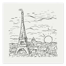 Wandbild Blick auf den Eiffelturm in Paris - Leo Gestel