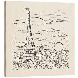 Holzbild Blick auf den Eiffelturm in Paris - Leo Gestel