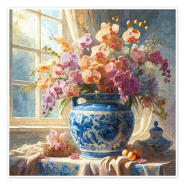 Poster Stillleben mit Delfter Blau - Sabine Wagner