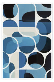 Poster Retro-Blau-Geometrie - Dani Jay Designs