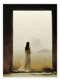 Wandbild Die Frau, die der Distanz zuhört - DejaReve