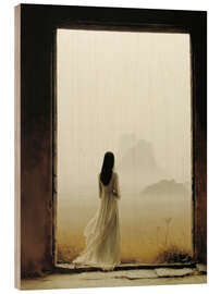 Holzbild Die Frau, die der Distanz zuhört - DejaReve