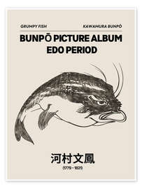 Wandbild Bunpō Gafu - Grumpy Fish - Kawamura Bunpō