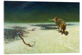 Acrylglasbild Einsamer Wolf in Winterlandschaft - Alfred von Wierusz-Kowalski