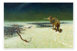 Wandbild Einsamer Wolf in Winterlandschaft - Alfred von Wierusz-Kowalski