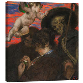 Leinwandbild Amor vincit omnia (Liebende mit Amor und Tod), 1876 - Hans Thoma