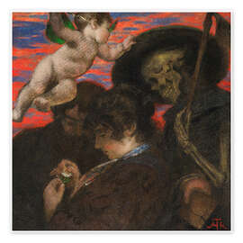 Wandbild Amor vincit omnia (Liebende mit Amor und Tod), 1876 - Hans Thoma