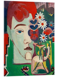 Acrylglasbild Müllers Kopf mit Blumen, 1927 - Ernst Ludwig Kirchner