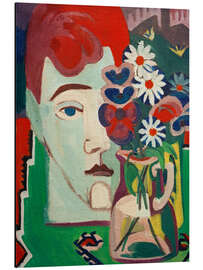 Aluminium print Müller's head with flowers, 1927 - Ernst Ludwig Kirchner