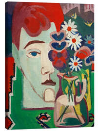 Leinwandbild Müllers Kopf mit Blumen, 1927 - Ernst Ludwig Kirchner