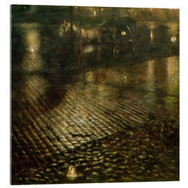 Acrylglasbild Droschke in der Nacht, Warschau, 1893 - Josef Pankiewicz