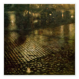 Wandbild Droschke in der Nacht, Warschau, 1893 - Josef Pankiewicz