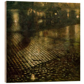 Holzbild Droschke in der Nacht, Warschau, 1893 - Josef Pankiewicz