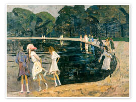 Wandbild Kinder am Teich - Rudolf Hellwag