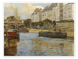 Wandbild Am Ufer der Seine in Paris - Rudolf Hellwag