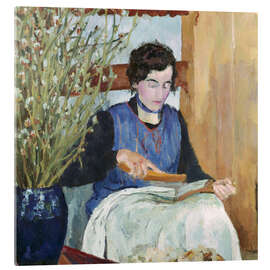 Tableau en verre acrylique The Flax Carder, Maloja, 1932 - Giovanni Giacometti