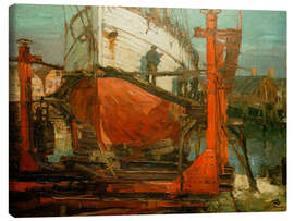 Leinwandbild Auf der Helling, Elbe-Lotsenschoner - Leonhard Sandrock