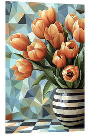 Acrylglasbild Orangefarbene Tulpen in einer Vase - Maria Tuzhilkina