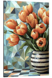 Alubild Orangefarbene Tulpen in einer Vase - Maria Tuzhilkina