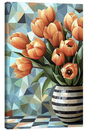 Leinwandbild Orangefarbene Tulpen in einer Vase - Maria Tuzhilkina