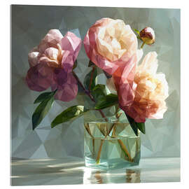 Acrylglasbild Rosa Pfingstrosen in einer Glasvase - Maria Tuzhilkina