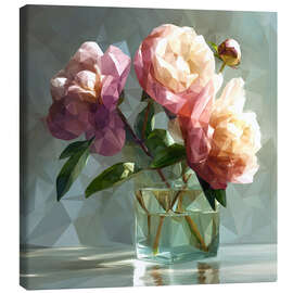 Canvas print Pink peonies in a glass vase - Maria Tuzhilkina