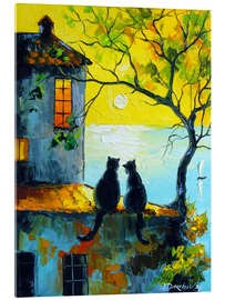 Acrylglasbild Katzen beobachten gemeinsam den Sonnenuntergang - Olha Darchuk