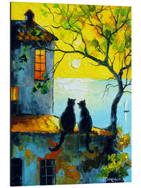 Alubild Katzen beobachten gemeinsam den Sonnenuntergang - Olha Darchuk