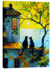 Leinwandbild Katzen beobachten gemeinsam den Sonnenuntergang - Olha Darchuk