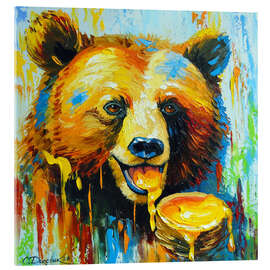Acrylglasbild Bär genießt Honig - Olha Darchuk