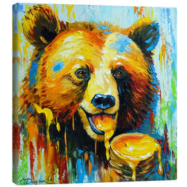 Leinwandbild Bär genießt Honig - Olha Darchuk