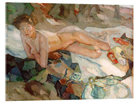 Acrylglasbild Liegender weiblicher Akt - Leo Putz