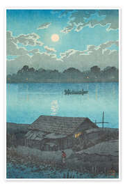 Poster Mond über dem Arakawa-Fluss in Akabane, 1929 - Kawase Hasui