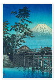 Poster Fuji im Mondlicht, Kawai-Brücke, 1947 - Kawase Hasui