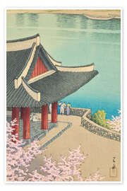 Poster Frühling im Pubyong-Pavillon, Pjöngjang - Kawase Hasui