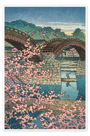 Wandbild Frühlingsabend an der Kintai-Brücke - Kawase Hasui