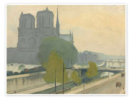Wandbild Notre-Dame vom Ufer aus gesehen, am Abend, 1922 - Albert Marquet