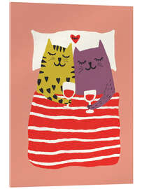 Acrylglasbild Katzenliebe mit Wein - Carina Artspace