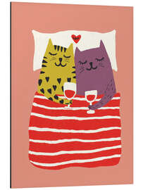 Alubild Katzenliebe mit Wein - Carina Artspace