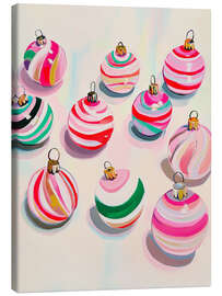 Leinwandbild Festliche Streifen Weihnachtskugeln - Carina Artspace