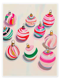 Wandbild Festliche Streifen Weihnachtskugeln - Carina Artspace