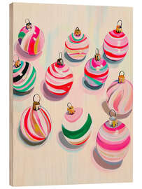 Holzbild Festliche Streifen Weihnachtskugeln - Carina Artspace