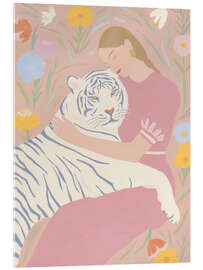 Acrylglasbild Frühlingsumarmung mit Tiger - Carina Artspace