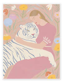 Wandbild Frühlingsumarmung mit Tiger - Carina Artspace