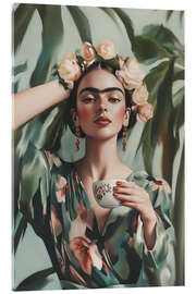 Tableau en verre acrylique Coffee break with Frida - Carina Artspace