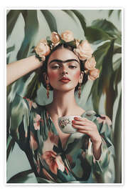 Wandbild Kaffeepause mit Frida - Carina Artspace