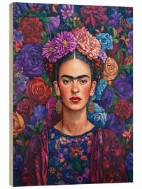 Holzbild Lila Blümchenmuster - Carina Artspace