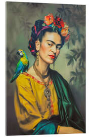 Tableau en verre acrylique Bird of Paradise with Frida - Carina Artspace