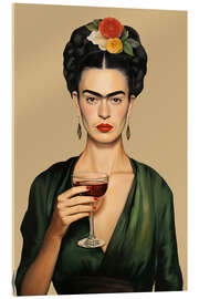 Acrylglasbild Frida mit Weinglas - Carina Artspace
