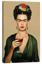 Leinwandbild Frida mit Weinglas - Carina Artspace